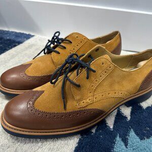 Cole Haan Men's 9.5 Great Jones Wingtip II Derby C13570 Tan Suede Leather
